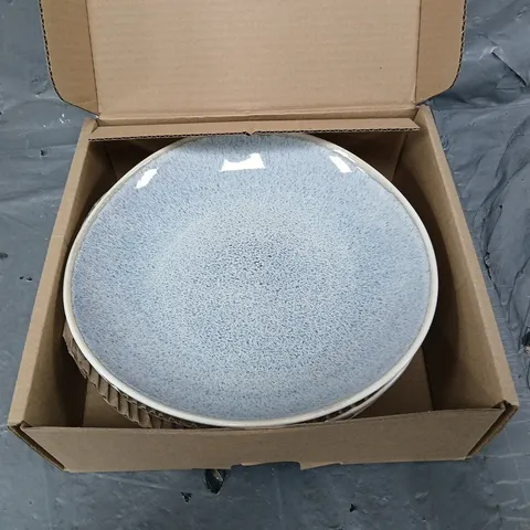 4 BLUE GLAZED PLATES