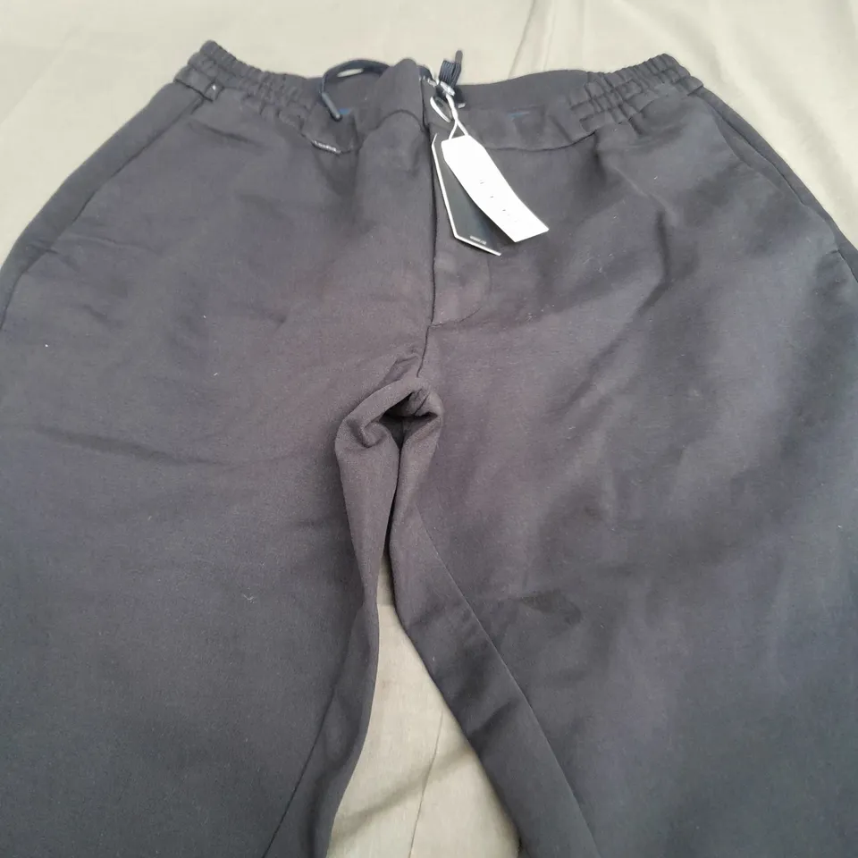 MR MARVIS NAVY ELASTIC WAIST TROUSERS - W32 L32 