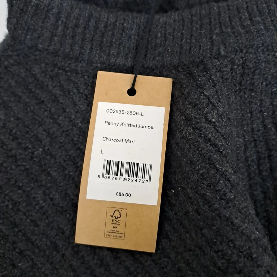 HUSH PENNY KNITTED JUMPER IN CHARCOAL MARL SIZE L
