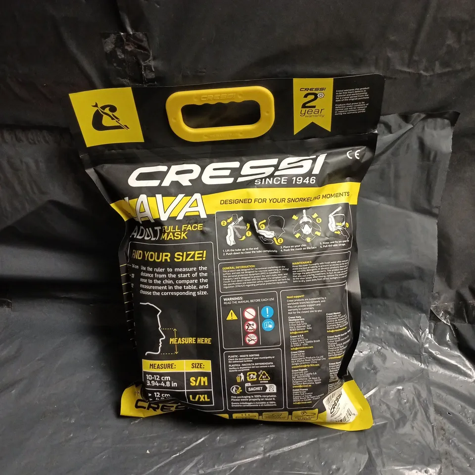 CRESSI JAVA FULL FACE SNORKEL MASK – ADULT, S/M (SEALED PACKAGING). SNORKELING