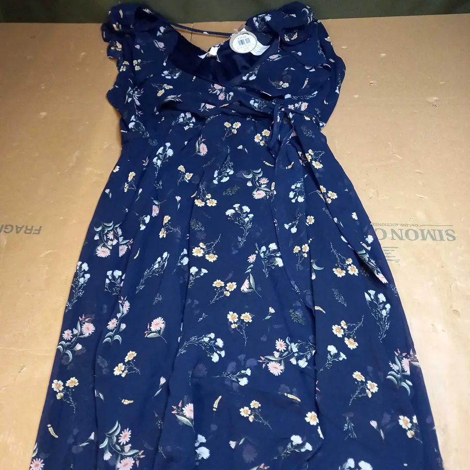 APRICOT BOTANICAL RUFFLE WRAP MIDI DRESS SIZE XL