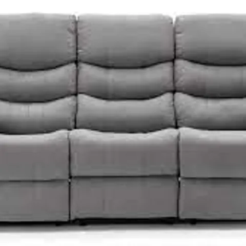 BOXED DESIGNER GREY FABRIC POWER RECLINING THREE SEATER SOFA 