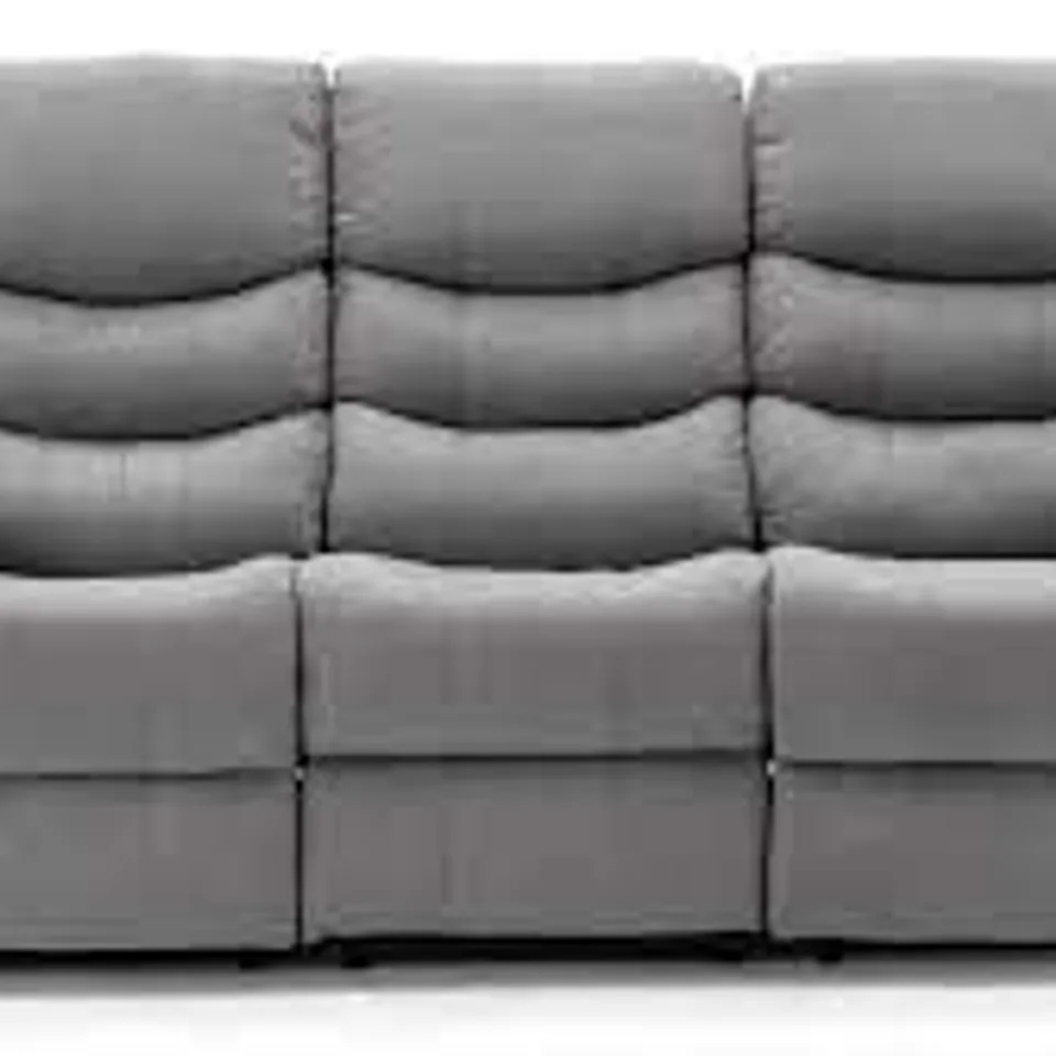 BOXED DESIGNER GREY FABRIC POWER RECLINING 3-SEATER SOFA (1 BOX)