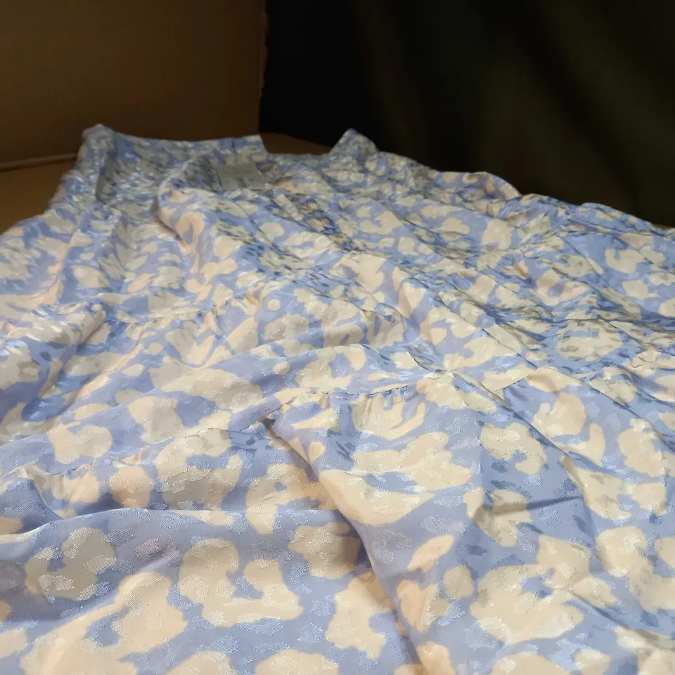 MOSOON BLUE/CREAM SATIN MAXI SKIRT - SIZE 14