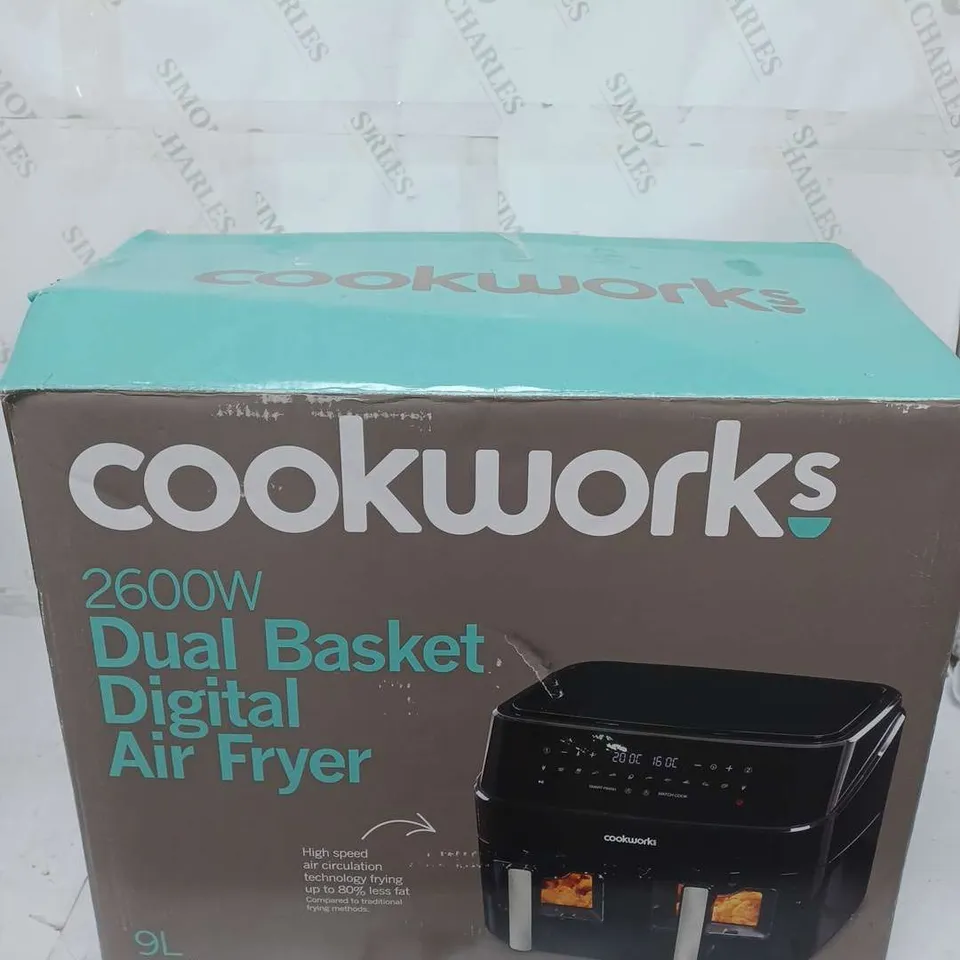 BOXED COOKWORKS 2600W DUAL BASKET DIGITAL AIR FRYER