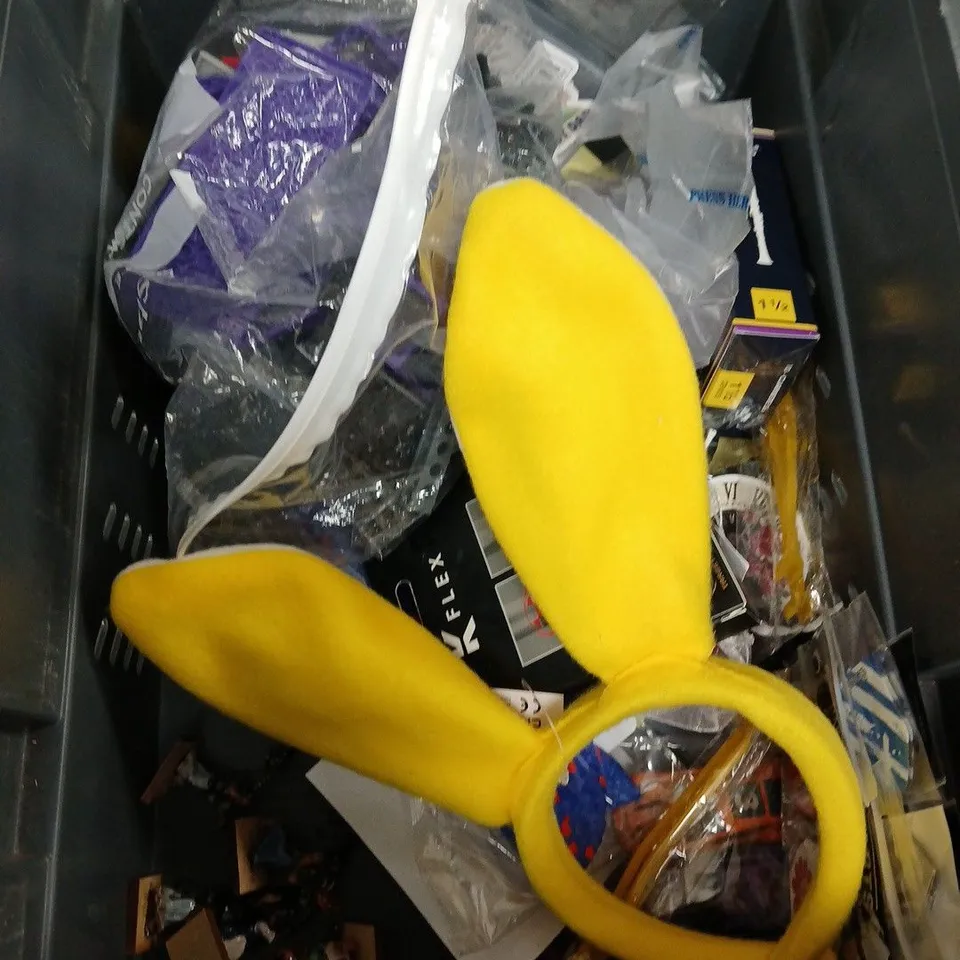 TOTE OF ASSORTED TOYS AND ACCESSORIES TO INCLUDE; SEE THROUGH PENCIL CASE, ADORABLINS, HAPPY EASTER REUSABLE STICKERS AND PAINT POTS