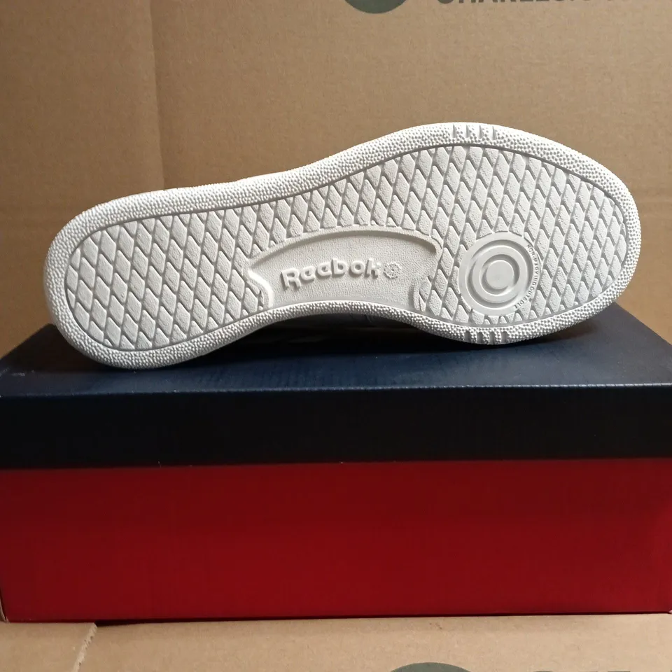 BOXED PAIR OF REEBOK CLUB C REVENGE UNISEX TENNIS TRAINERS – WHITE WITH GREEN - 9