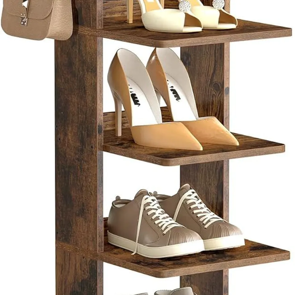 BOXED VASAGLE SLIM SHOE RACK, NARROW SHOE STORAGE ORGANISER