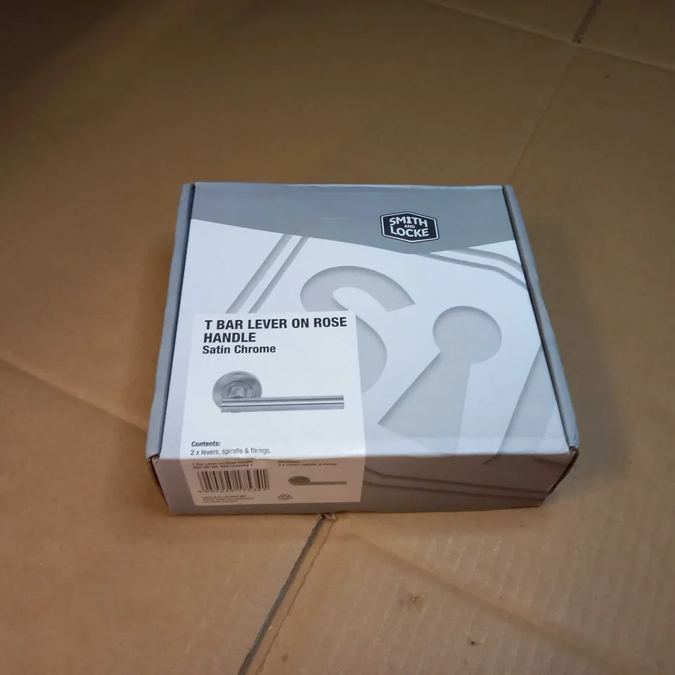 BOXED SMITH AND LOCKE T BAR LEVER ON ROSE HANDLE SATIN CHROME