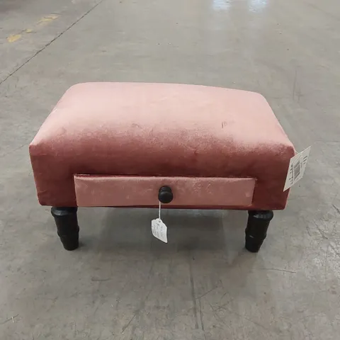 MINSTER PINK VELVET FOOTSTOOL WITH DRAW