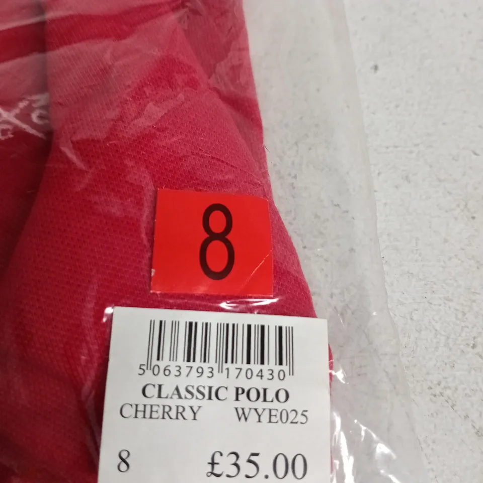 CREW CLOTHING COMPANY CLASSIC POLO SHIRT – CHERRY – UK 8