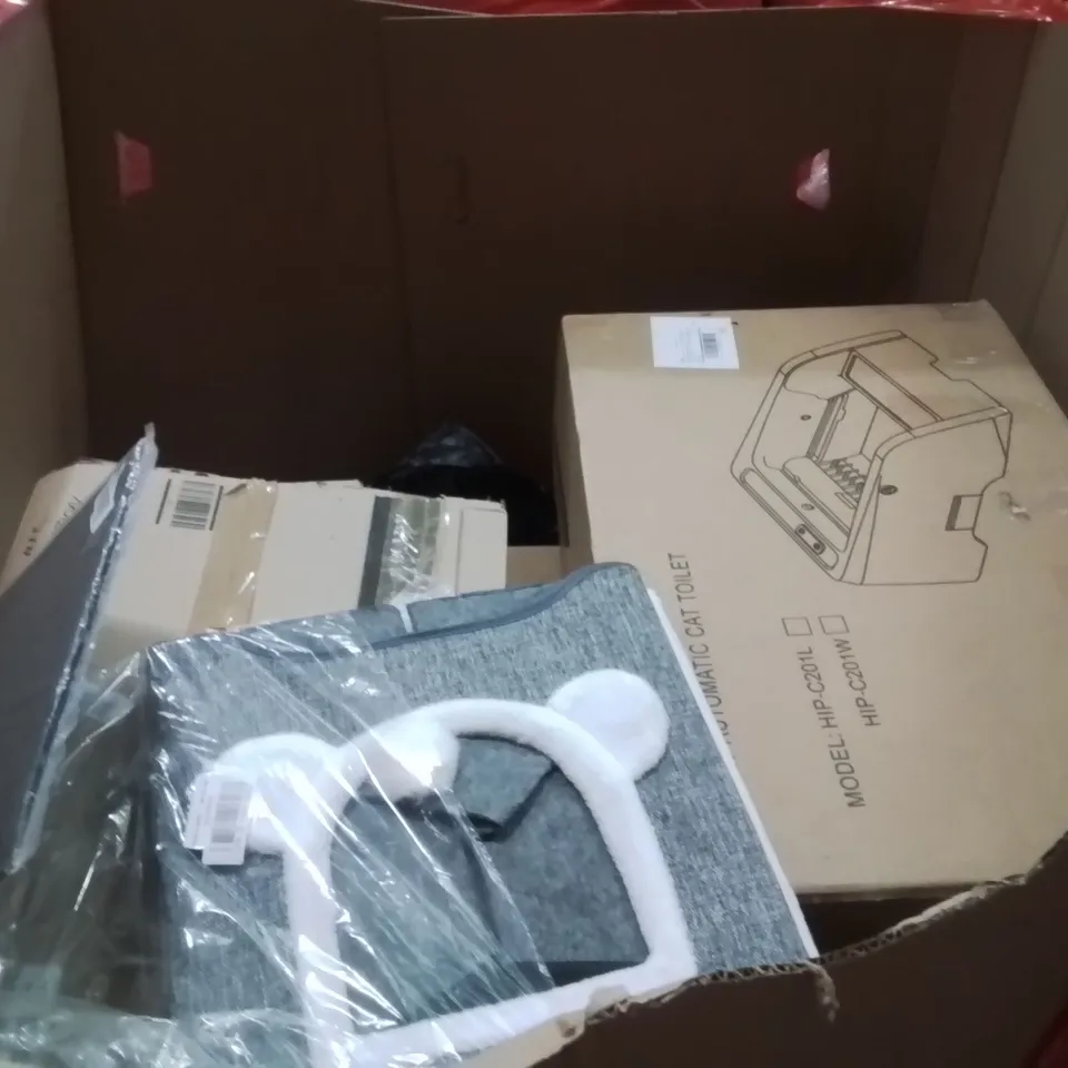 PALLET OF ASSORTED HOUSEHOLD GOODS AND FAMILY POOL,SMART WET FEEDER,TOWER FAN