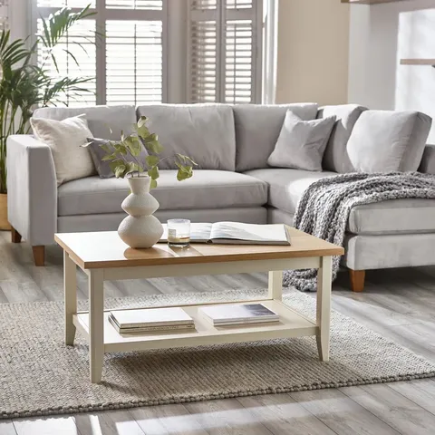 BOXED ABUNDANCE SOLID WOOD COFFEE TABLE WITH SHELF