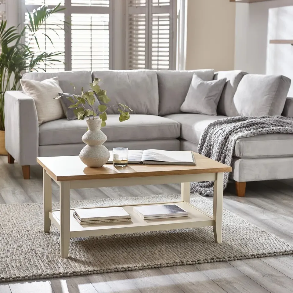 BOXED ABUNDANCE SOLID WOOD COFFEE TABLE WITH SHELF