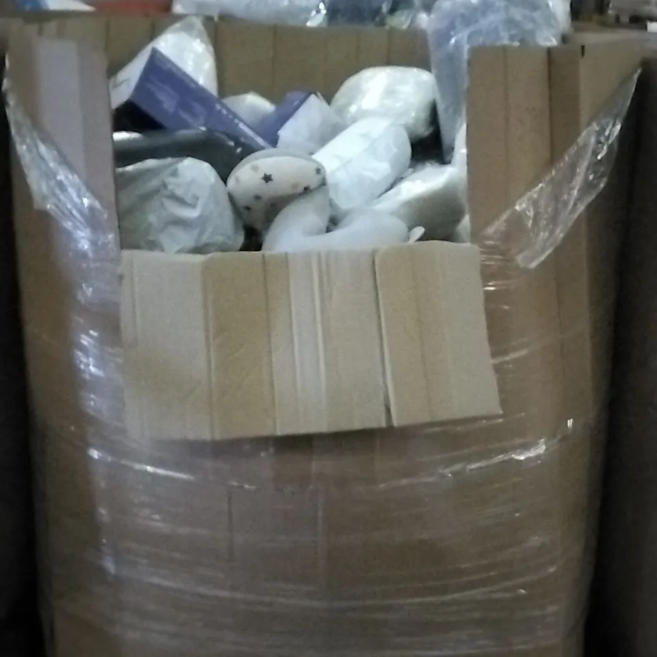 PALLET OF ASSORTED HOUSEHOLD GOODS TO INCLUDE CHERIOZ PILLOW, CERVICAL PILLOW, AND ANIMAL POLISHES ETC.