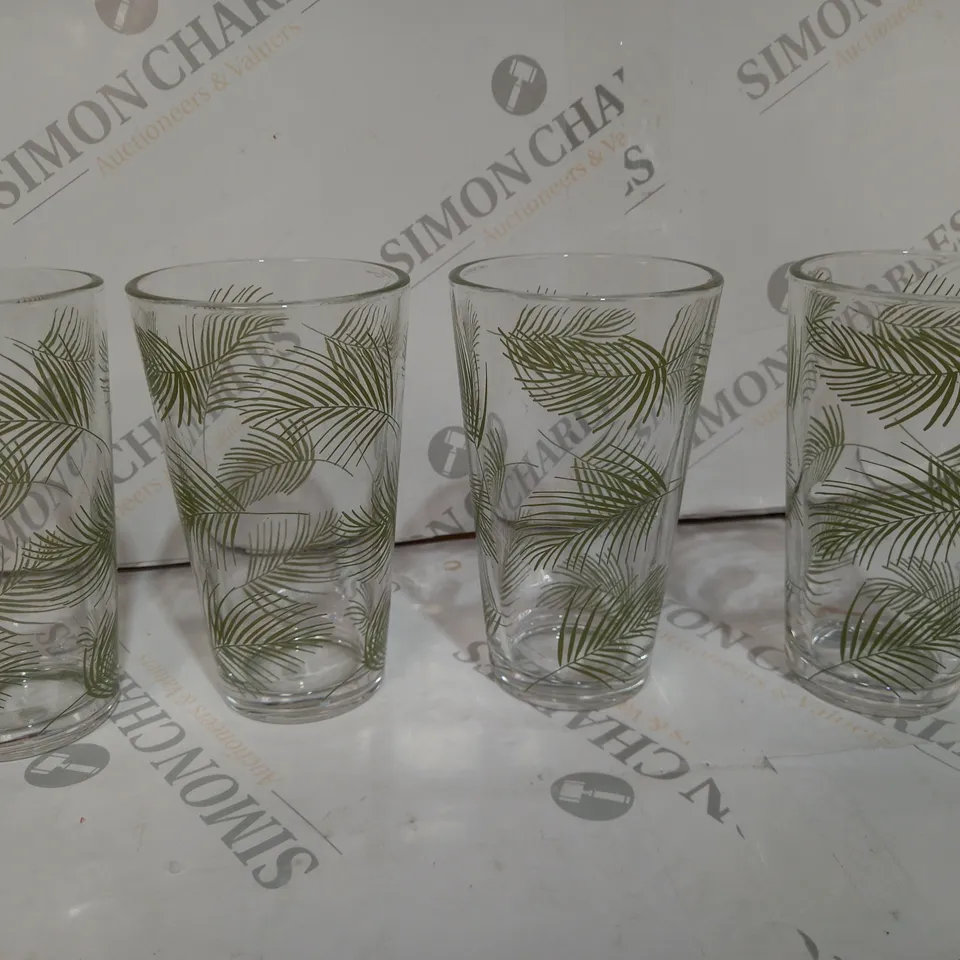 SET OF 4 LEAF DETAILED GLASSES