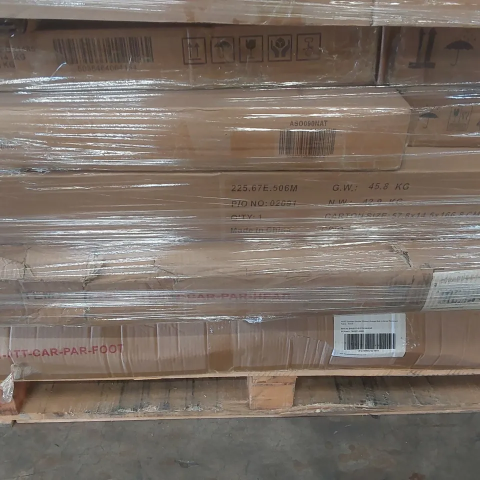 PALLET CONTAINING A VERY LARGE QUANTITY OF ASSORTED FURNITURE PARTS INCLUDING: BED PARTS, WARDROBE PARTS ECT