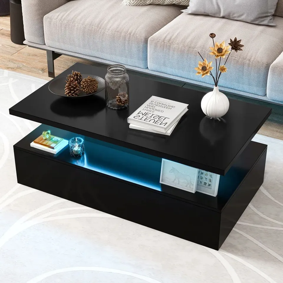BOXED ASILAH BLACK COFFEE TABLE WITH STORAGE 