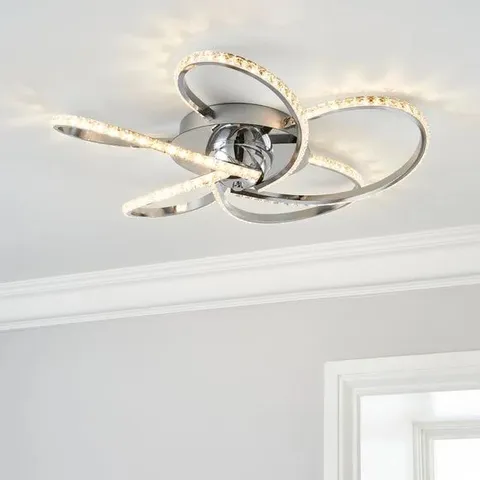 BOXED ORIA CHROME 5 LIGHT LED FLUSH CEILING LIGHT