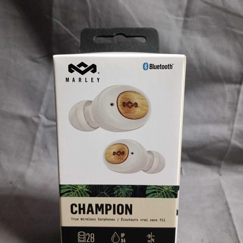 BOXED AND SEALED HOUSE OF MARLEY CHAMPION WIRELESS BLUETOOTH EARPHONES
