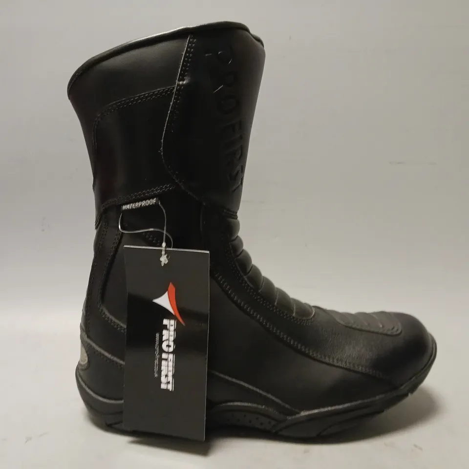 BOXED PAIR OF PRO-FIRST MOTORCYCLE BOOTS IN BLACK UK SIZE 5