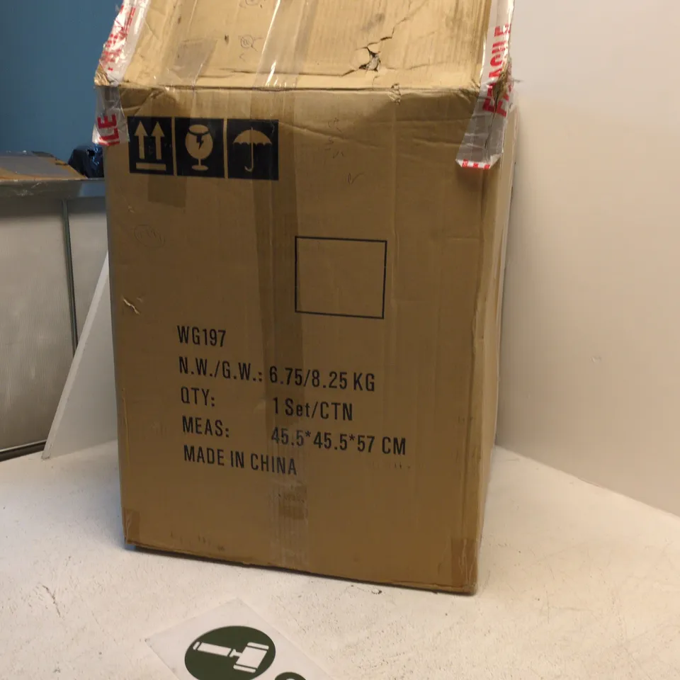 LARGE SIDE TABLE WITH CAGED STORAGE – BOXED