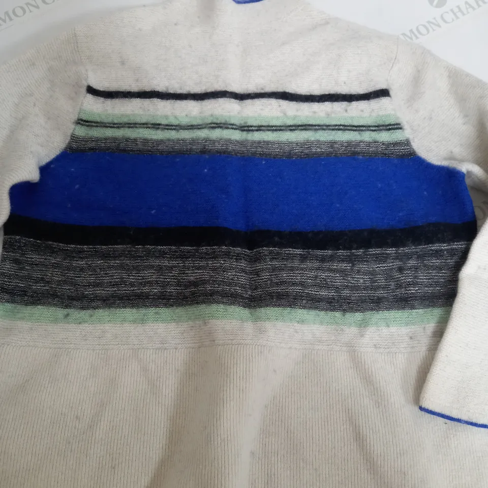 STOCKHOLM ATELIER & OTHER STORIES HIGH NECK SWEATER IN CREAM/BLE/BLACK - EU SMALL