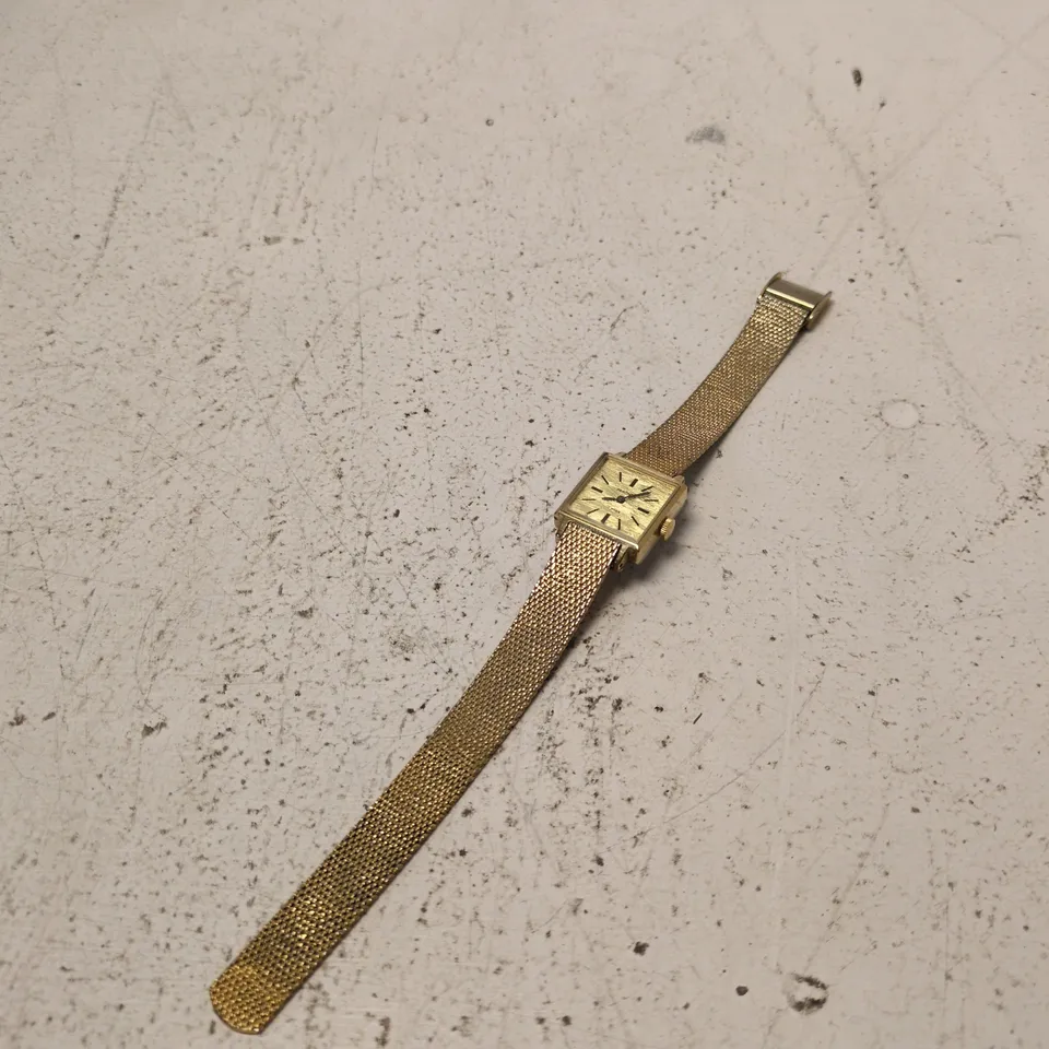 SEKONDA SQUARE GOLD-TONE MESH WRISTWATCH