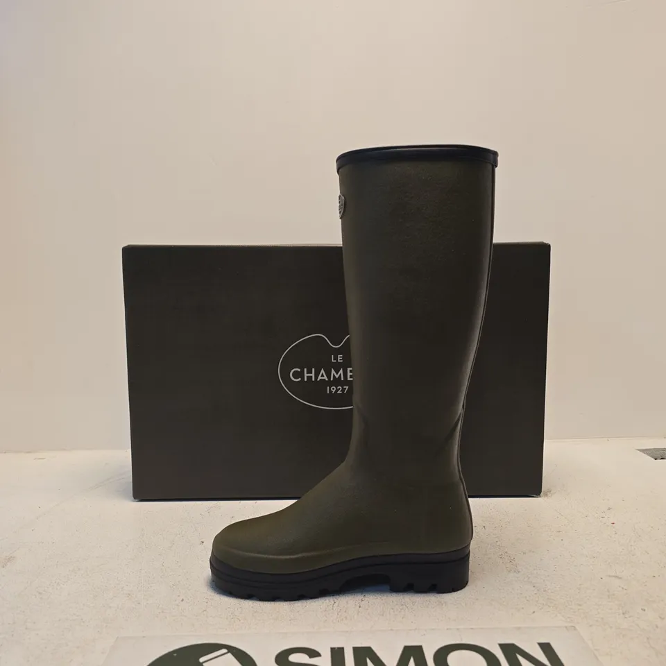 LE CHAMEAU RUBBER BOOTS – BLACK WELLIES, UK 6 (EU 39)