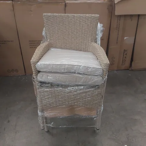 BOXED SET OF 2 TRUGARDEN RATTAN GARDEN DINING CHAIRS