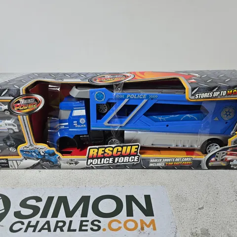 RESCUE POLICE FORCE HAULER TOY SET WITH 3 DIE-CAST CARS (BOXED)