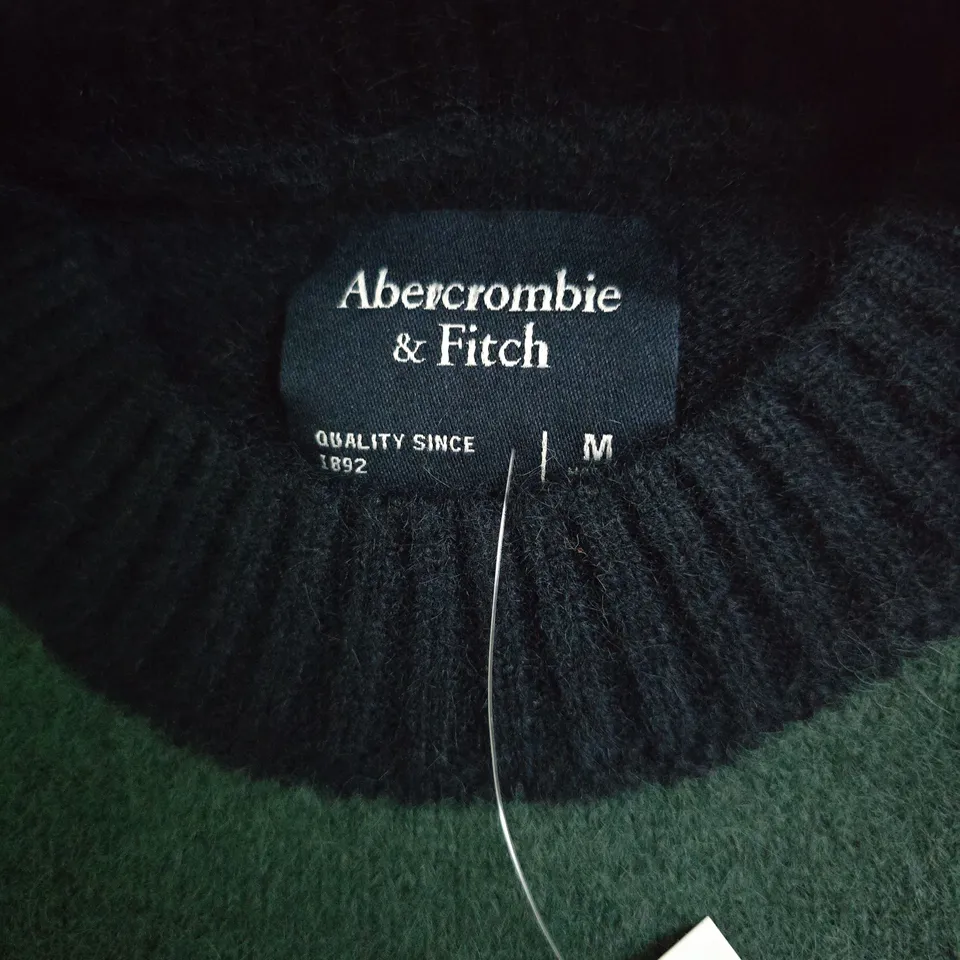 ABERCROMBIE & FITCH STRIPED SWEATER IN NAVY/GREEN - MEDIUM