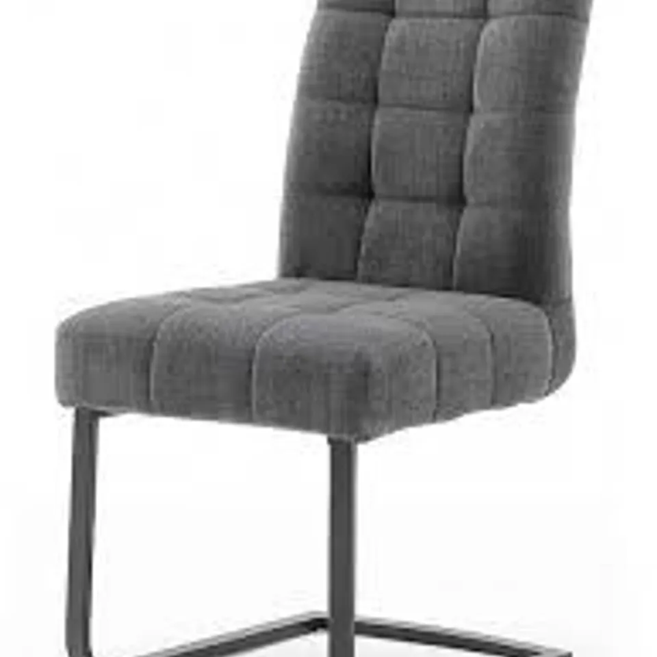 BOXED SET OF 2 CANTILEVER CHAIRS IN GREY FABRIC (1 BOX)