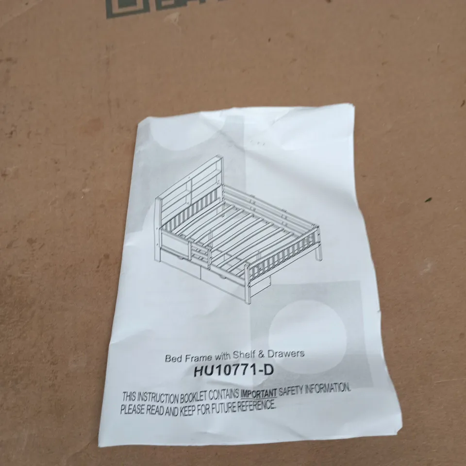 BED FRAME WITH SHELF & DRAWERS (HU10771-D) – FLAT-PACK BOX 2 OF 2 ONLY, NO BOX 1