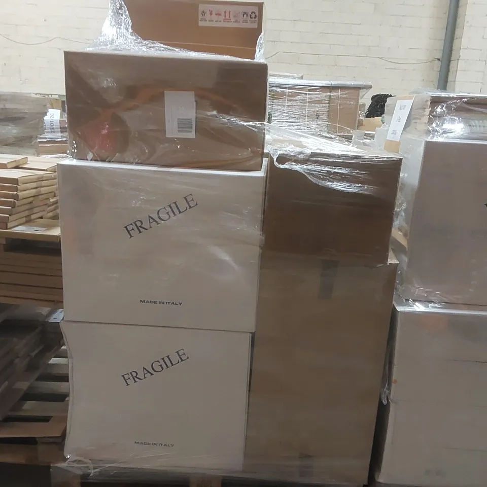 PALLET CONTAINING A LARGE QUANTITY OF ASSORTED BATHROOM FURNITURE PANELS INCLUDING: WH VANITY UNIT, BASIN UNIT ECT