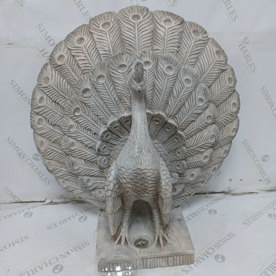 BOXED MY GARDEN STORIES FANNED PEACOCK SCULPTURE