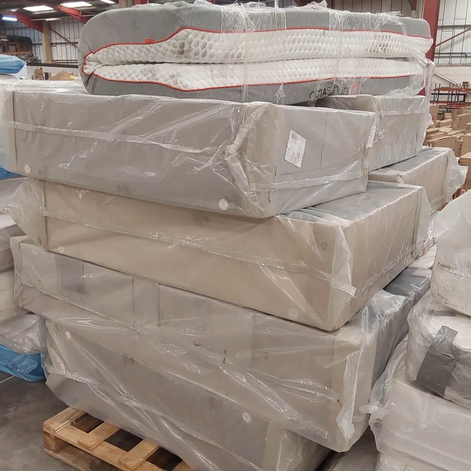 PALLET CONTAINING APPROXIMATELY 8 DIVAN BASE PARTS, 1 MATTRESS 