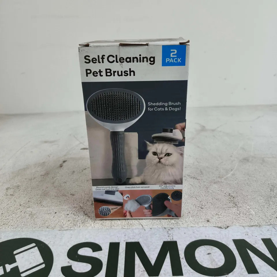 SELF CLEANING PET BRUSH 2 PACK BOXED GREY