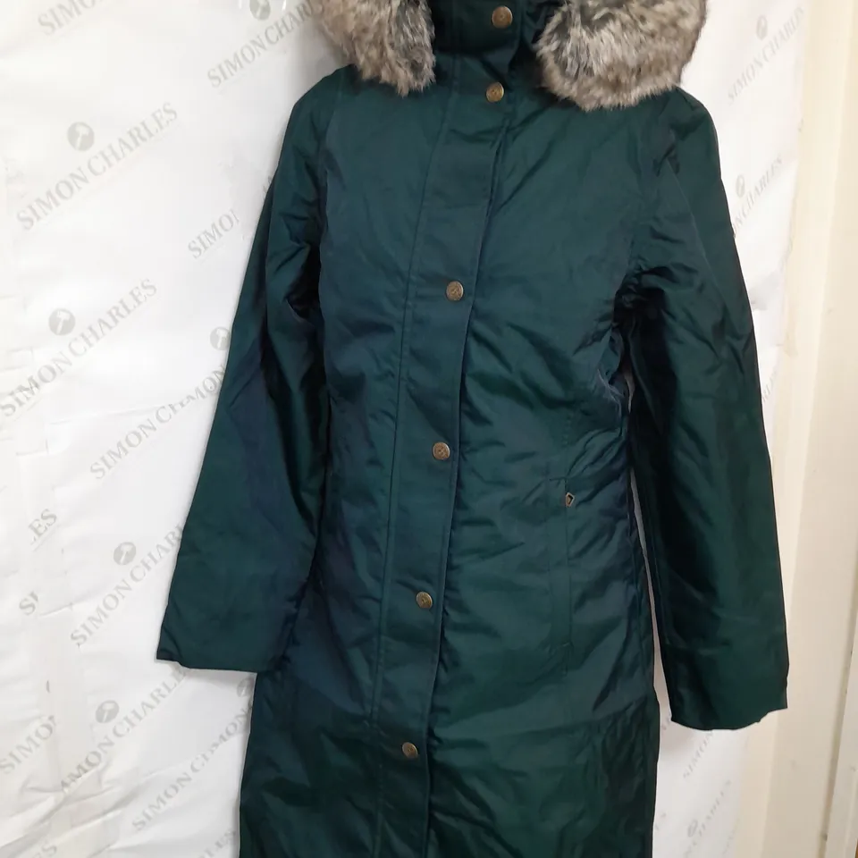 LEMIEUX WATERPROOF RIDING COAT IN SPRUCE GREEN SIZE 10