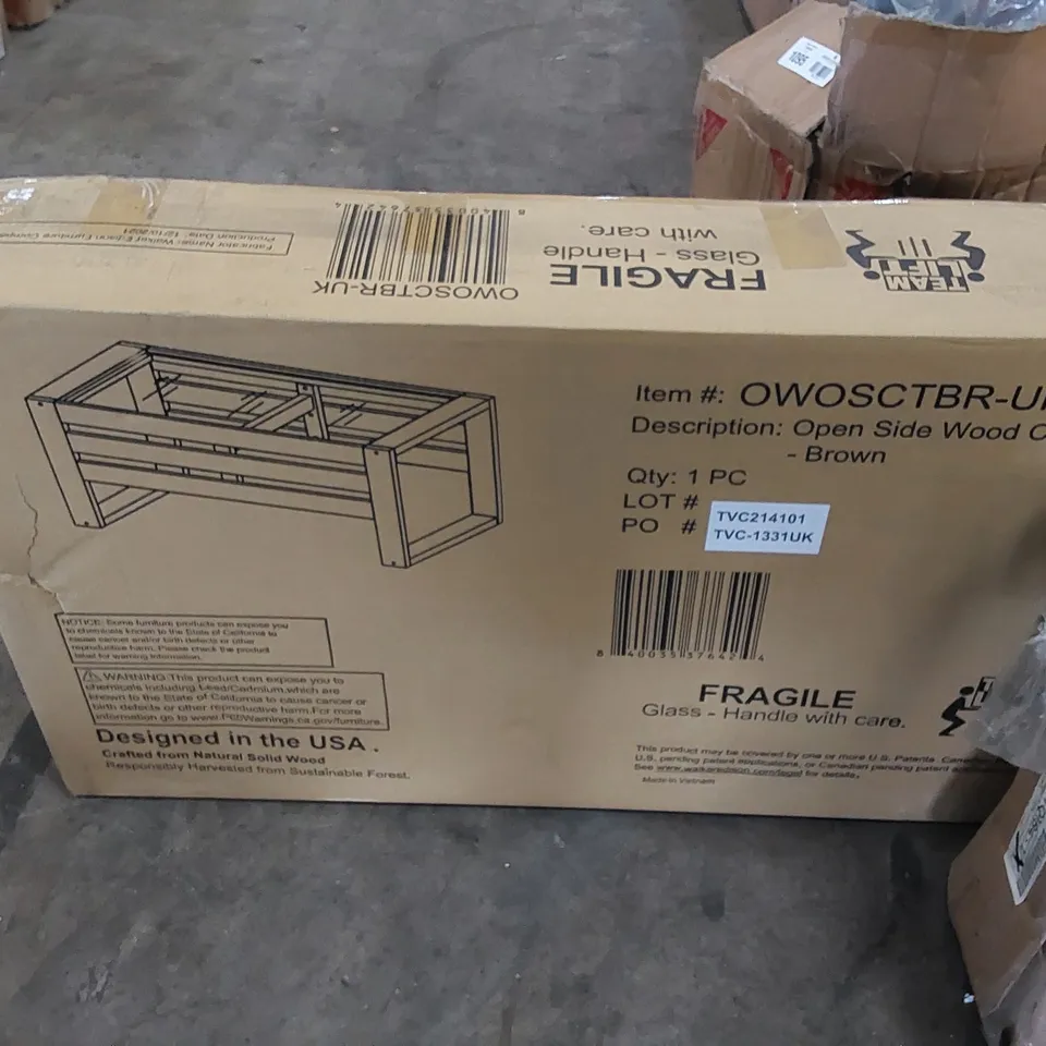 BOXED WALKER EDISON OPEN SIDE WOOD COFFEE TABLE - BROWN (1 BOX)