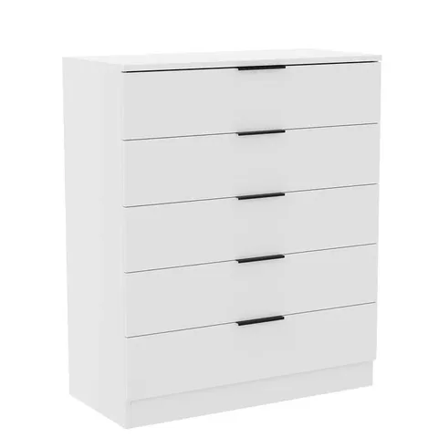 BOXED VIDA TREGA 5 DRAWER CHEST - WHITE (1 BOX)