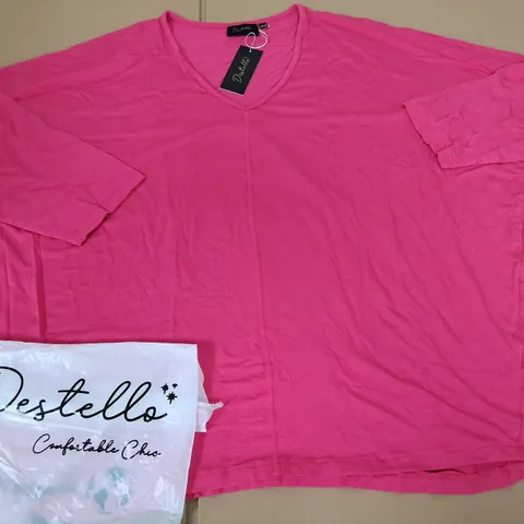 LOT OF 5 BRAND NEW DESTELLO V-NECK PINK TOPS - UK 20