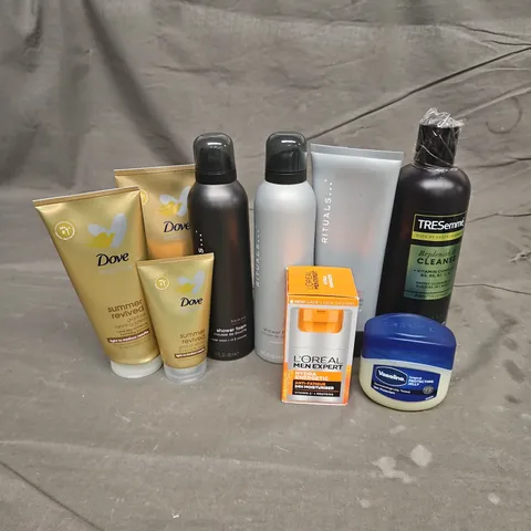 APPROXIMATEY 20 HEALTH AND BEAUTY PRODUCTS TO INCLUDE - DOVE GRADUAL TANNING LOTION - VASELINE - RITUALS... COOLING SHOWER GEL - ETC