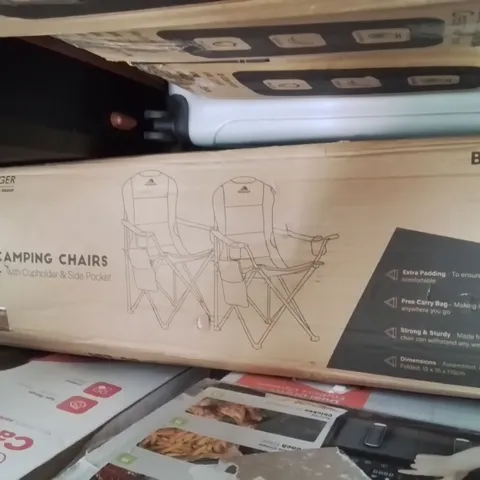 SET OF 2 PADDED CAMPING CHAIRS BLACK & GREY