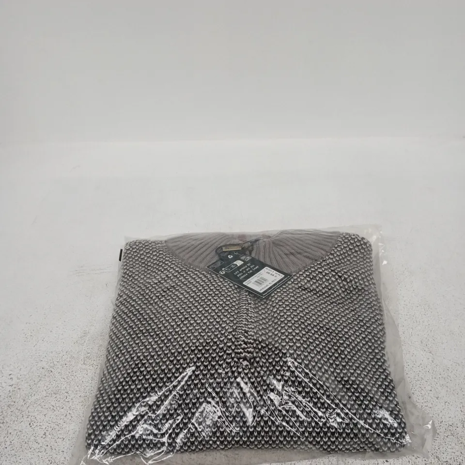 WHITE STUFF ATTADALE FUNNEL NECK PATTERN KNIT – GREY MLT, UK XL