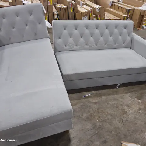 DESIGNER CHAISE BED SETTEE GREY FABRIC