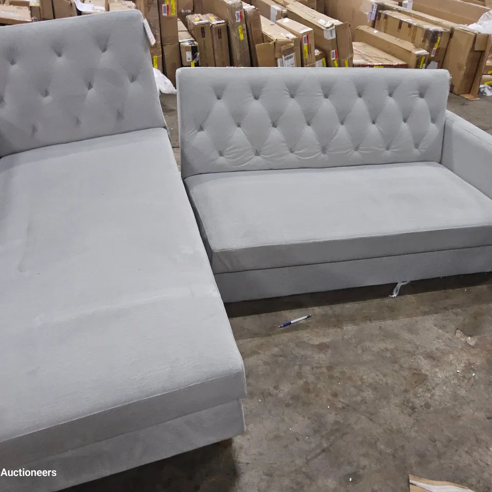 DESIGNER CHAISE BED SETTEE GREY FABRIC 