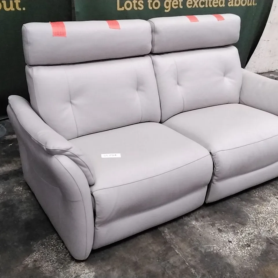QUALITY ITALIAN DESIGNER PLUTONE POWER RECLINER SOFA IN WHITE GREY LEATHER