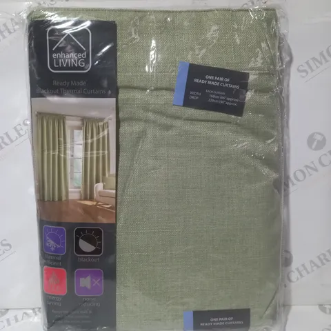 ENHANCED LIVING READY MADE BLACKOUT THERMAL CURTAINS IN GREEN