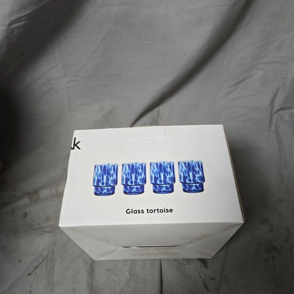 &K AMSTERDAM GLASS TORTOISE TUMBLERS – SET OF 4, BLUE
